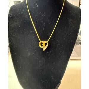 Givenchy Vintage Heart G Gold Necklace and Charm*Swarovski crystals*SHINY